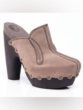 Flogg Diana suede studded clog mule heels